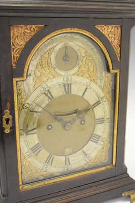 Lot 242 - William Scafe, (1674-1765) - Early Georgian ebonised twin fusee chiming bracket clock