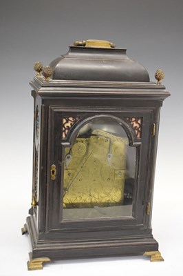 Lot 242 - William Scafe, (1674-1765) - Early Georgian ebonised twin fusee chiming bracket clock