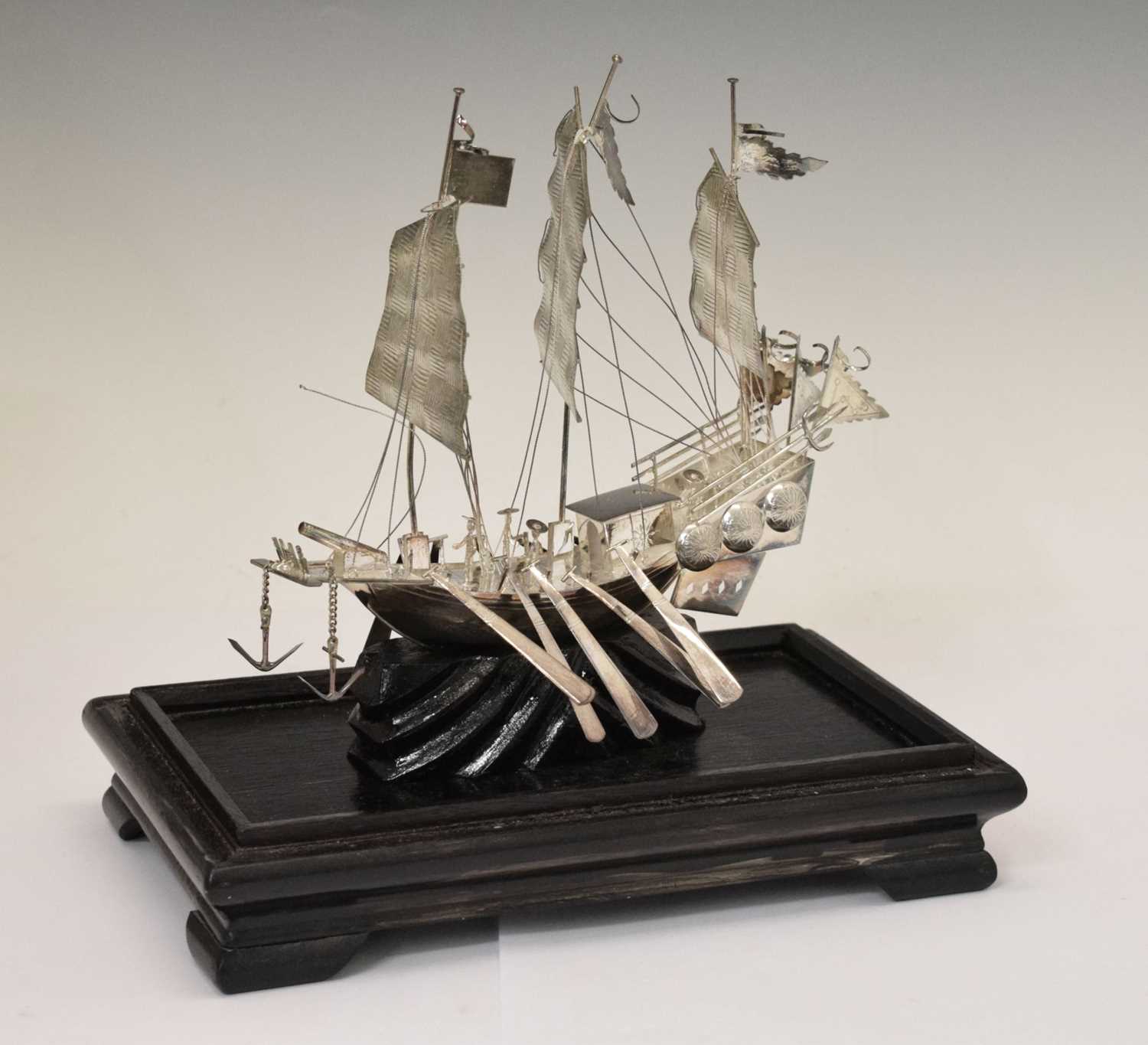 Lot 480 - Sterling silver model of a junk