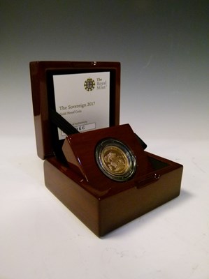 Lot 154 - Elizabeth II gold St George & Dragon gold proof sovereign, 2017