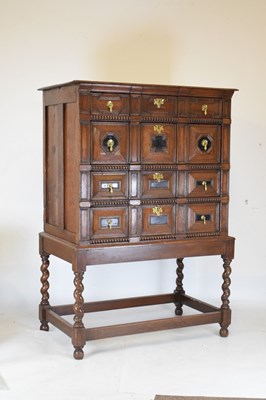 Lot 176 - Late 17th Century oak geometric chest of drawers