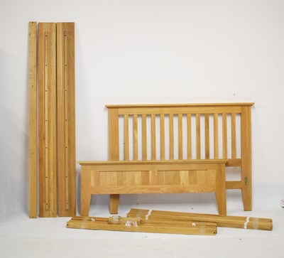 Lot 651 - JB Global light oak double bed frame