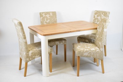 Lot 655 - JB Global light oak and white dining table and set of four chairs