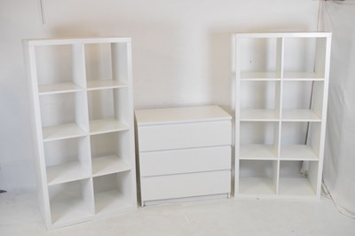 Lot 661 - Ikea three-drawer white chest, etc