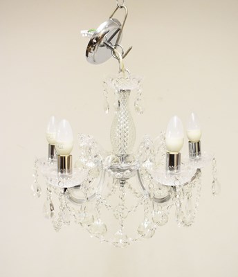 Lot 663 - Modern plastic and glass five branch lustre drop chandlier