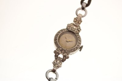 Lot 120 - Lady's platinum and diamond wristwatch