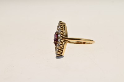 Lot 21 - Diamond and ruby marquise cluster ring