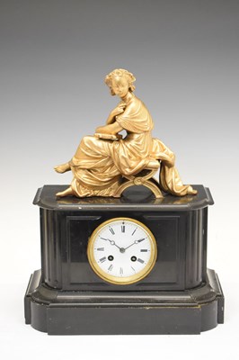 Lot 512 - French black slate and gilt metal mantel clock