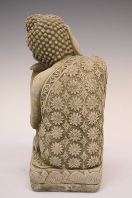 Lot 685 - Three reconstituted South East Asian style garden ornaments and plaque