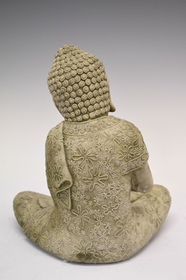 Lot 685 - Three reconstituted South East Asian style garden ornaments and plaque
