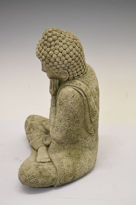 Lot 685 - Three reconstituted South East Asian style garden ornaments and plaque