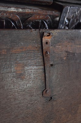 Lot 12 - Large early 17th Century boarded oak box