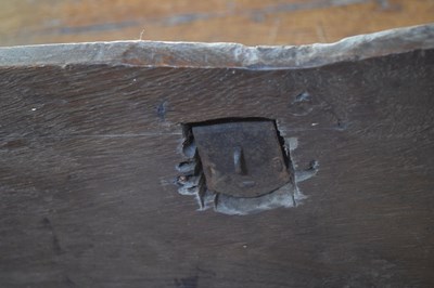 Lot 12 - Large early 17th Century boarded oak box