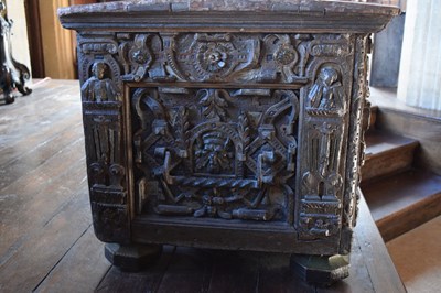 Lot 711 - Ex Barrow Court, Barrow Gurney - Small late 16th Century carved oak chest