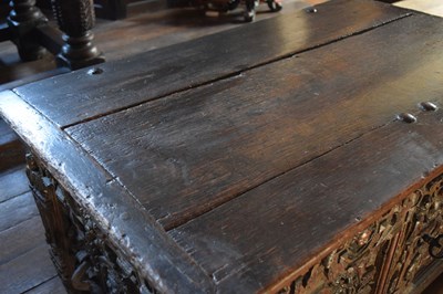 Lot 13 - Small late 16th Century carved oak chest