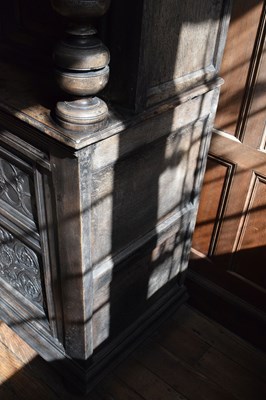 Lot 14 - Early 17th Century English carved oak three-tier ‘court’ cupboard