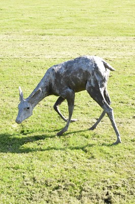 Lot 687 - Bronzed finish fibreglass life-size figure of a deer