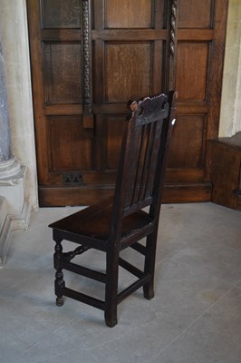 Lot 17 - Harlequin set of twelve late 17th Century oak high-back dining chairs