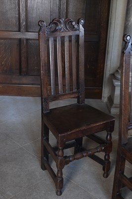 Lot 17 - Harlequin set of twelve late 17th Century oak high-back dining chairs
