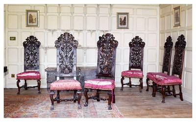Lot 22 - Set of six late 17th Century and later walnut high back dining chairs