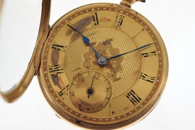 Lot 76 - Anonymous - 18ct gold open faced pocket watch