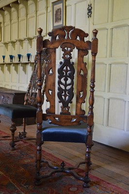 Lot 23 - Set of four walnut and beech high-back dining chairs