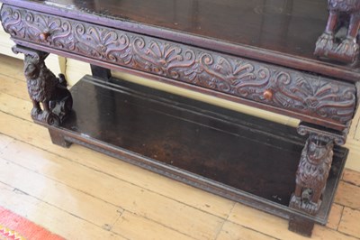 Lot 25 - Charles I carved oak three-tier open ‘court cupboard’ or buffet