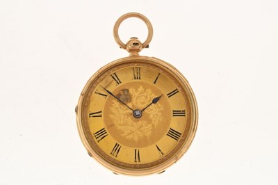 Lot 77 - 18ct gold open faced fob watch