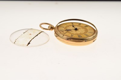 Lot 77 - 18ct gold open faced fob watch