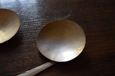Lot 114 - Pair of Elizabeth II Modernist silver spoons by Philippa Jane Merriman