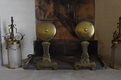 Lot 50 - Pair of late 17th Century brass andirons