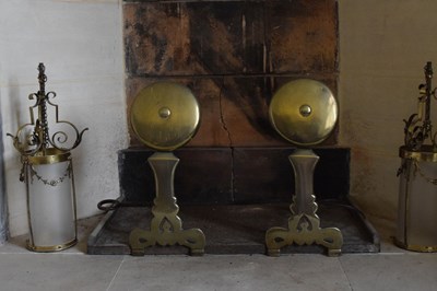 Lot 50 - Pair of late 17th Century brass andirons