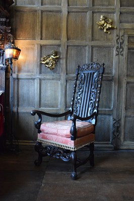 Lot 64 - William and Mary ebonised beech armchair