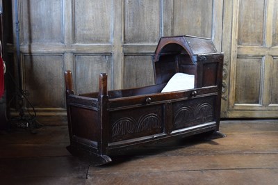 Lot 66 - Charles II oak rocking cradle or crib