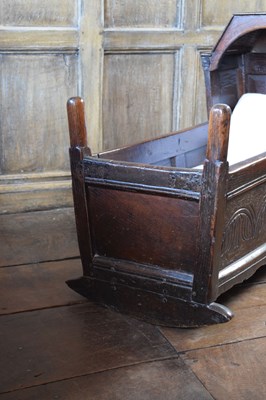 Lot 66 - Charles II oak rocking cradle or crib