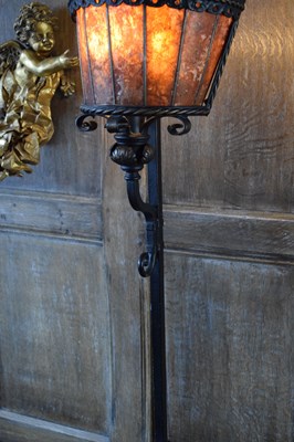 Lot 72 - Pair of wrought iron standard lamps