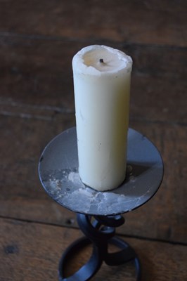 Lot 128 - Pair of Robert Welch 'Dryad' wrought iron candlesticks