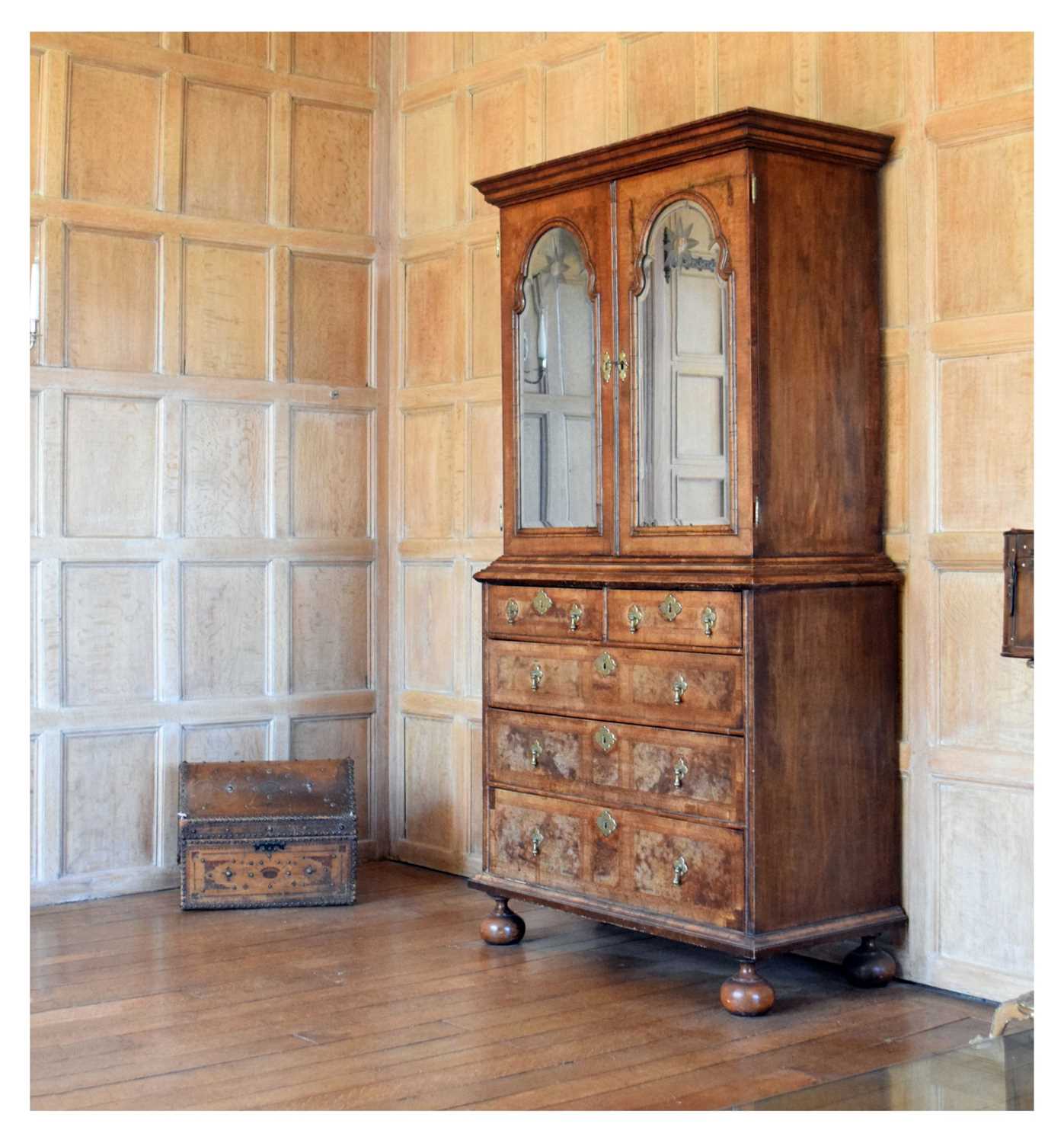 Lot 93 - Queen Anne walnut cabinet on chest, circa 1710