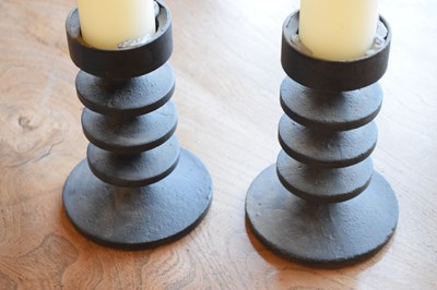 Lot 135 - Robert Welch, pair of ‘Hobart’ cast iron candlesticks
