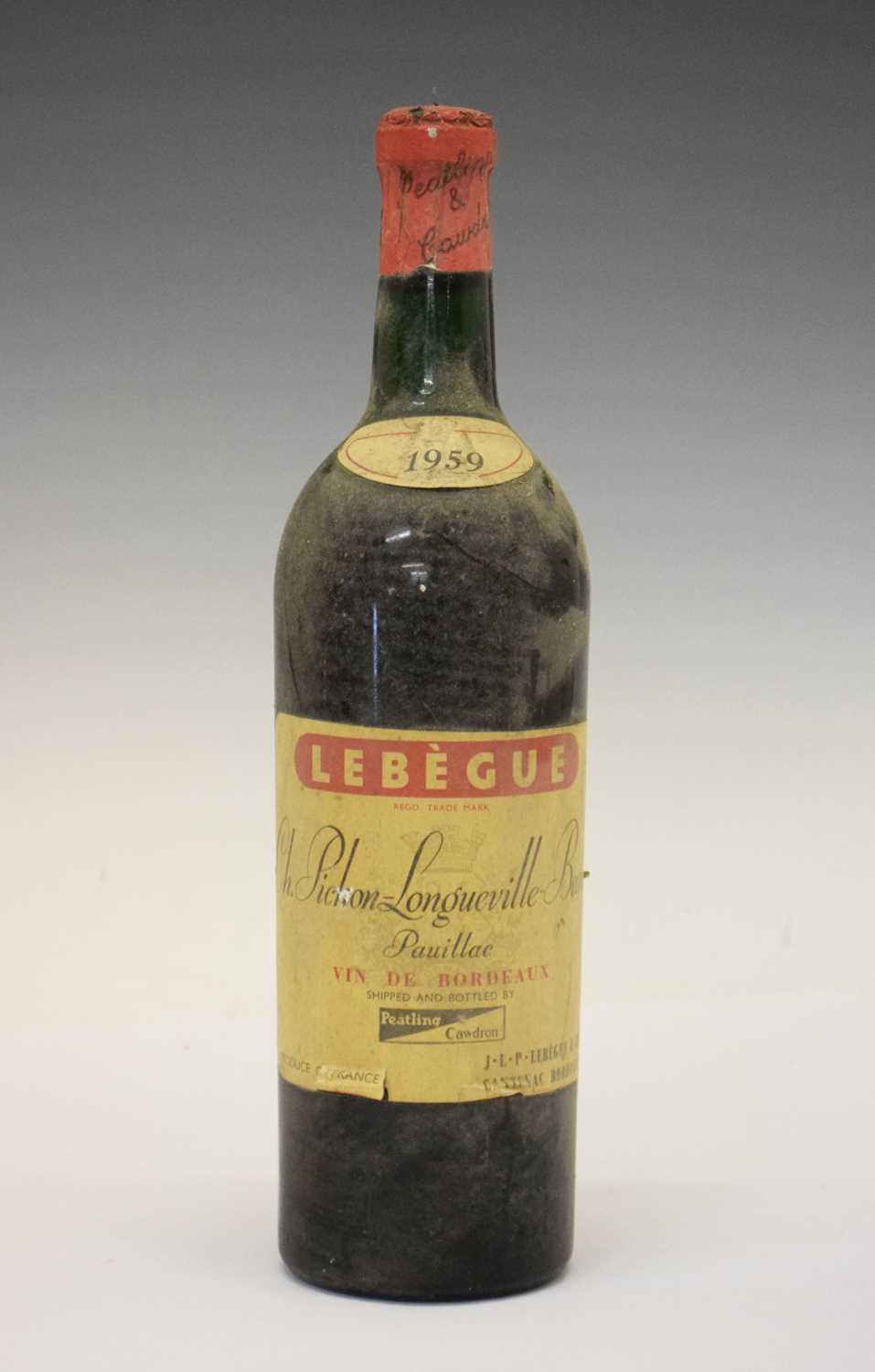 Lot 585 - Lebègue Château Pichon-Longueville-Baron, Pauillac, 1959, Pauillac, Bordeaux