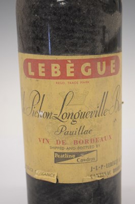 Lot 585 - Lebègue Château Pichon-Longueville-Baron, Pauillac, 1959, Pauillac, Bordeaux