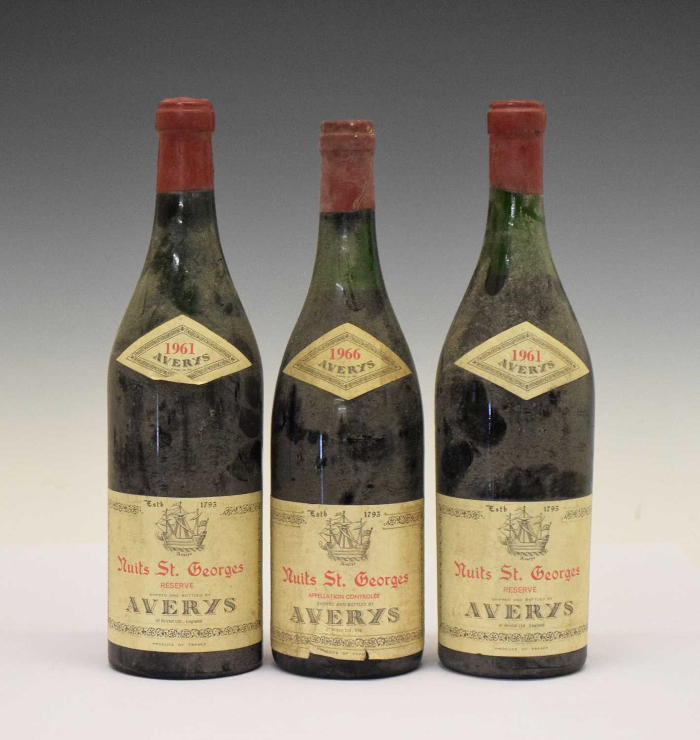 Lot 569 - Avery’s Nuits St George, 1961 and 1966, Côte de Nuits, Burgundy