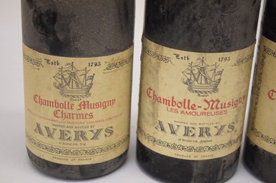 Lot 570 - Avery’s Château Beaune Marconnets, 1971, Avery’s Chambolle-Musigny, Les Amoureuses, 1964, etc