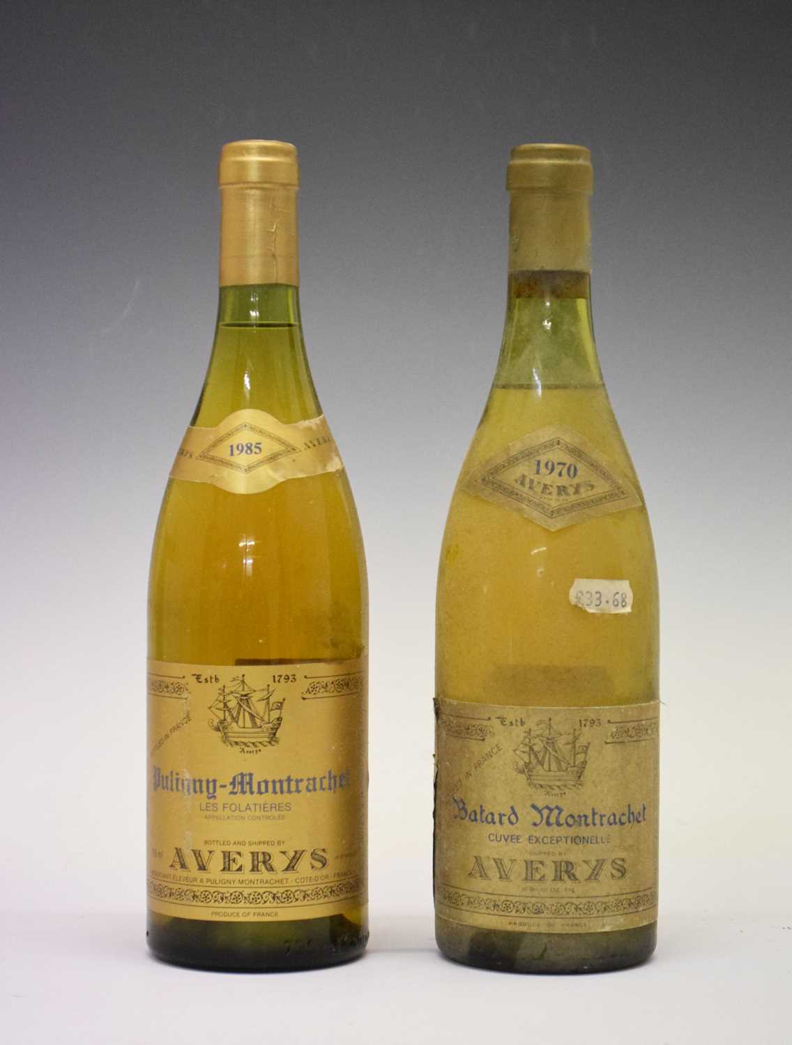 Lot 706 - Avery’s Bâtard-Montrachet, 1970, and Avery’s Paligny-Montrachet, 1985