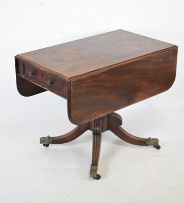 Lot 593 - Mahogany drop flap pedestal table