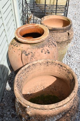Lot 222 - Three antique-style terracotta 'Pithos' jars