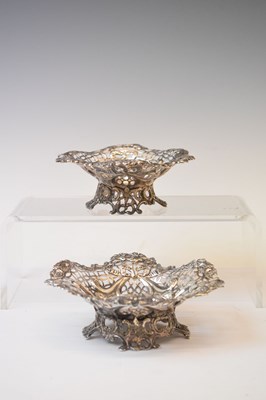 Lot 142 - Matched pair of late Victorian pierced silver bon bon dishes