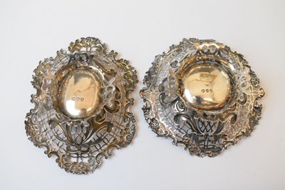 Lot 142 - Matched pair of late Victorian pierced silver bon bon dishes