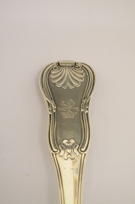 Lot 129 - George III King's Hourglass pattern silver ladle