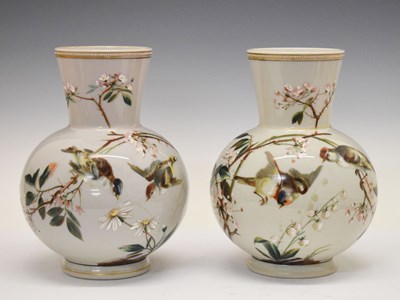 Lot 302 - Pair of late 19th Century milk glass vases